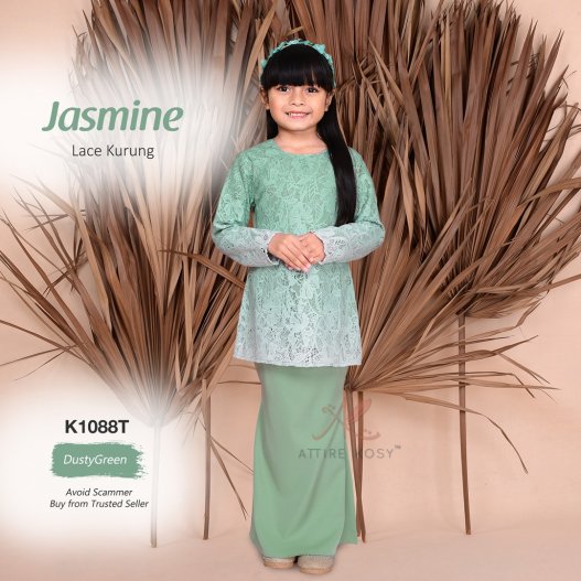 Jasmine Lace Kurung K1088T (DustyGreen) 