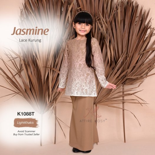 Jasmine Lace Kurung K1088T (LightKhakis) 