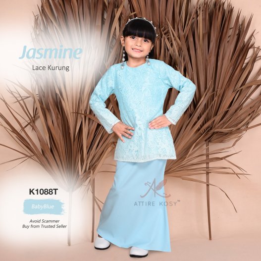 Jasmine Lace Kurung K1088T (BabyBlue) 