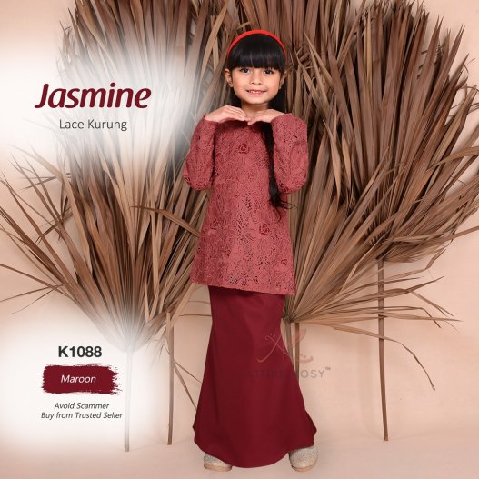 Jasmine Lace Kurung K1088 (Maroon) 