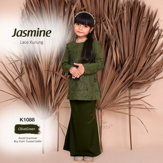 Jasmine Lace Kurung K1088 (OliveGreen) 