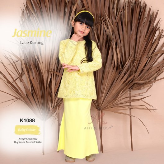 Jasmine Lace Kurung K1088 (BabyYellow) 