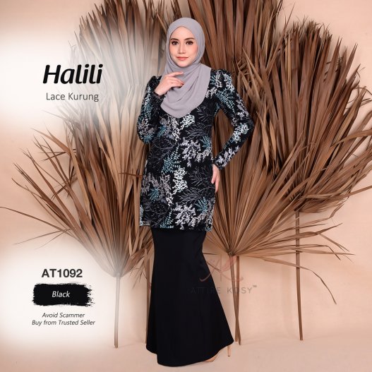 Halili Lace Kurung AT1092 (Black)