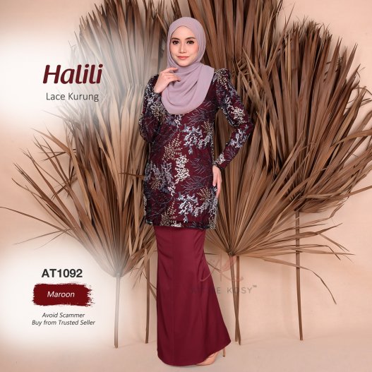 Halili Lace Kurung AT1092 (Maroon) 