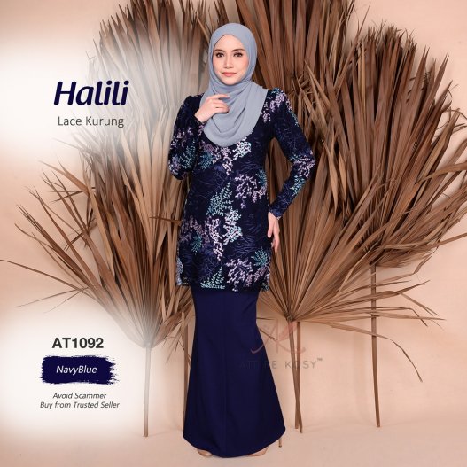 Halili Lace Kurung AT1092 (NavyBlue) 