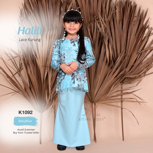 Halili Lace Kurung K1092 (BabyBlue) 