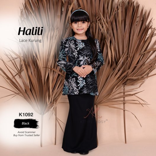 Halili Lace Kurung K1092 (Black) 