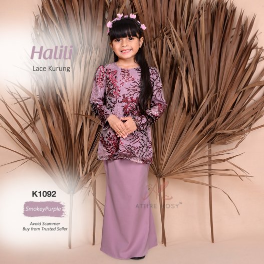 Halili Lace Kurung K1092 (SmokeyPurple) 