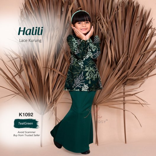 Halili Lace Kurung K1092 (TealGreen) 