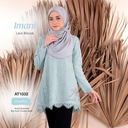 Imani Lace Blouse AT1032 (DustyBlue) 