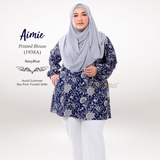 Aimie Printed Blouse 1938A (NavyBlue)