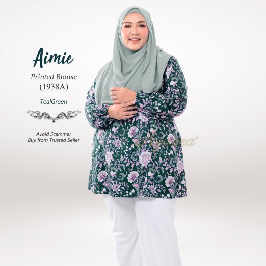 Aimie Printed Blouse 1938A (TealGreen) 