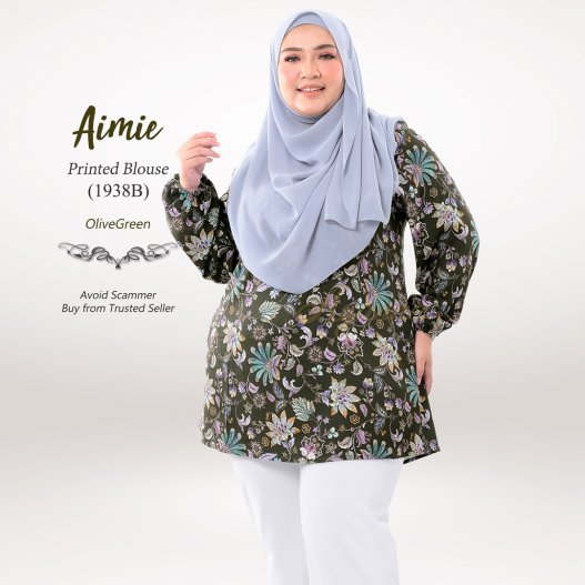 Aimie Printed Blouse 1938B (OliveGreen) 