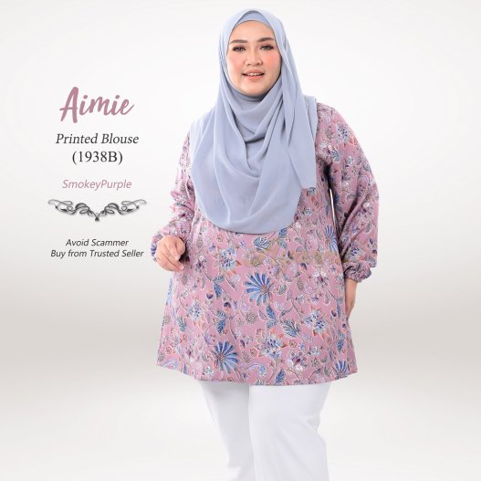 Aimie Printed Blouse 1938B (SmokeyPurple) 