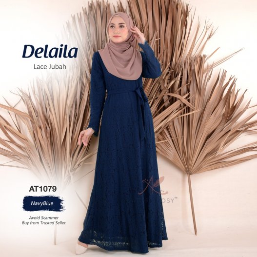 Delaila Lace Jubah AT1079 (NavyBlue) 