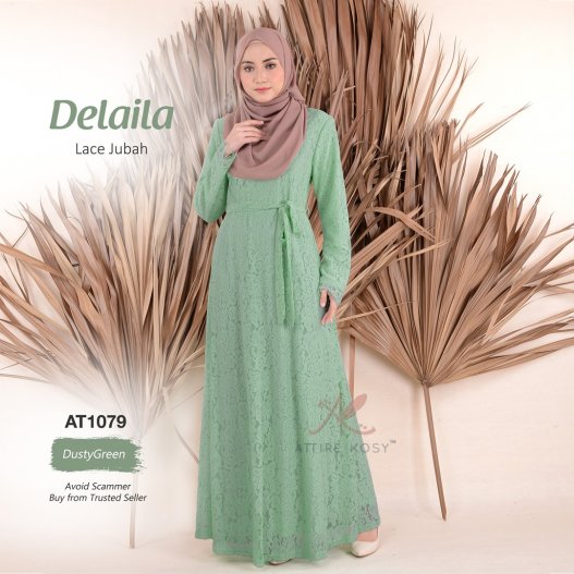 Delaila Lace Jubah AT1079 (DustyGreen) 