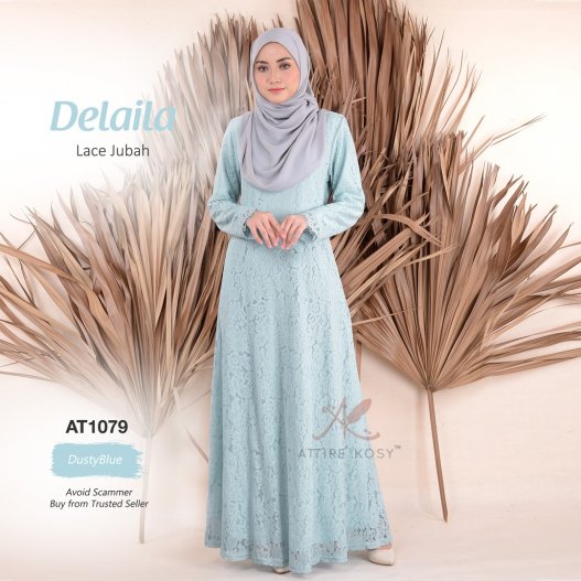 Delaila Lace Jubah AT1079 (DustyBlue)