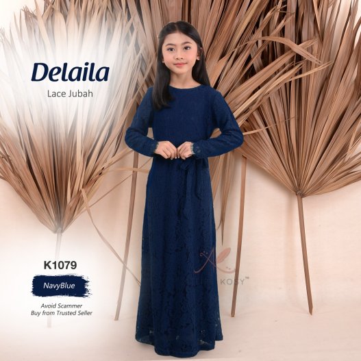 Delaila Lace Jubah K1079 (NavyBlue) 