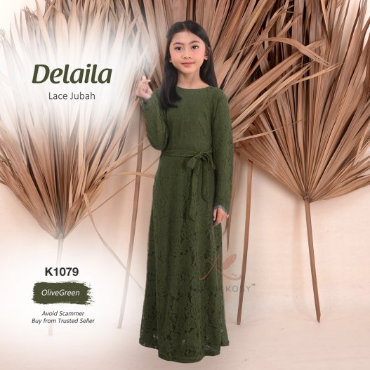 Delaila Lace Jubah K1079 (OliveGreen)