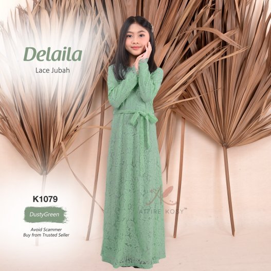 Delaila Lace Jubah K1079 (DustyGreen)