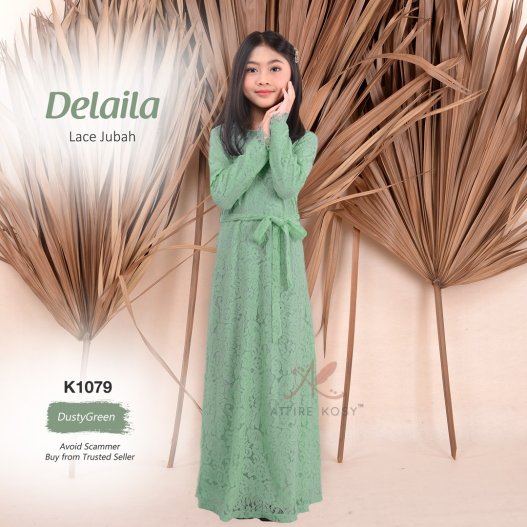 Delaila Lace Jubah K1079 (DustyGreen) 