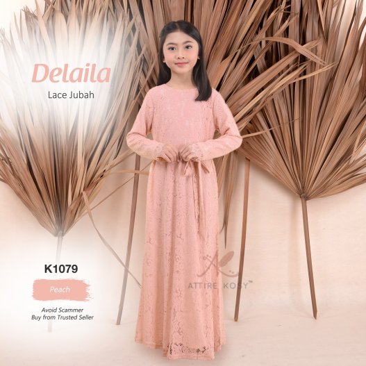 Delaila Lace Jubah K1079 (Peach) 