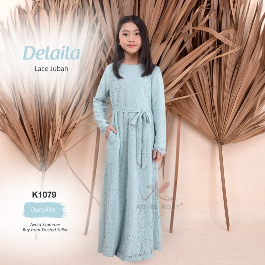 Delaila Lace Jubah K1079 (DustyBlue) 