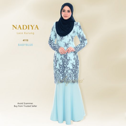 Nadiya Lace Kurung 4113 (BabyBlue) 