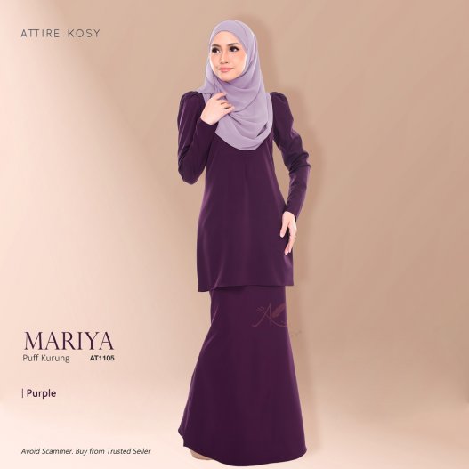 Mariya Puff Kurung AT1105 (Purple) 