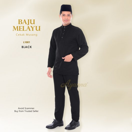 Baju Melayu Cekak Musang L1001 (Black) 