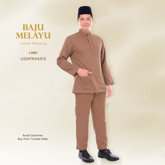 Baju Melayu Cekak Musang L1001 (LightKhakis) 