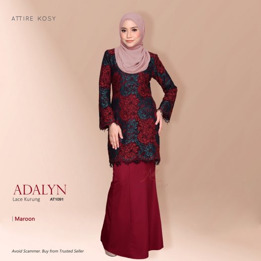 Adalyn Lace Kurung AT1091 (Maroon)