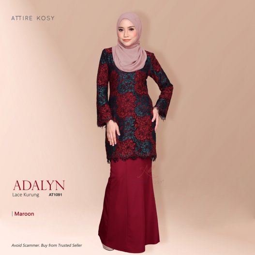 Adalyn Lace Kurung AT1091 (Maroon) 