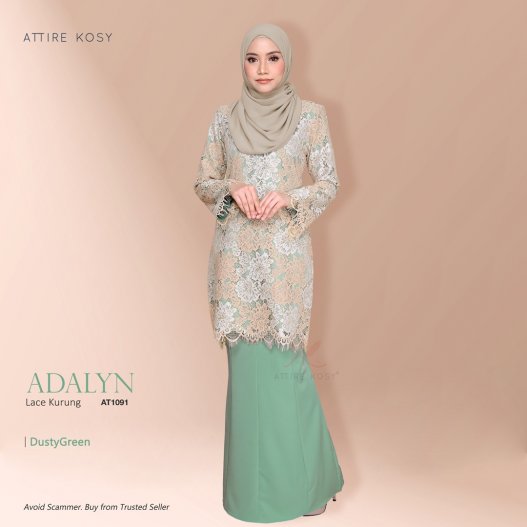 Adalyn Lace Kurung AT1091 (DustyGreen) 