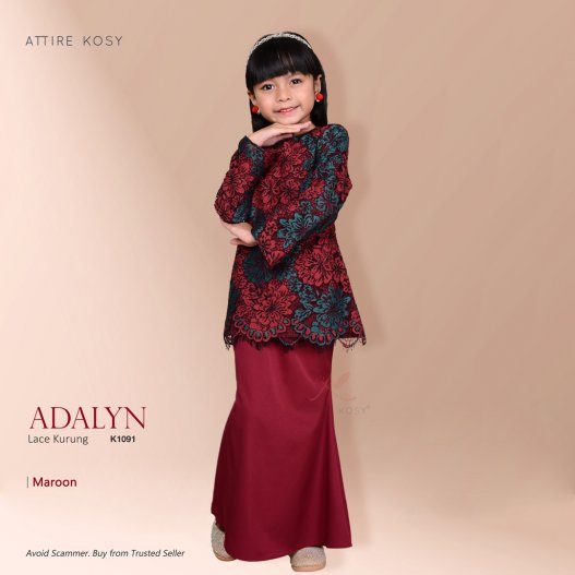 Adalyn Lace Kurung K1091 (Maroon) 