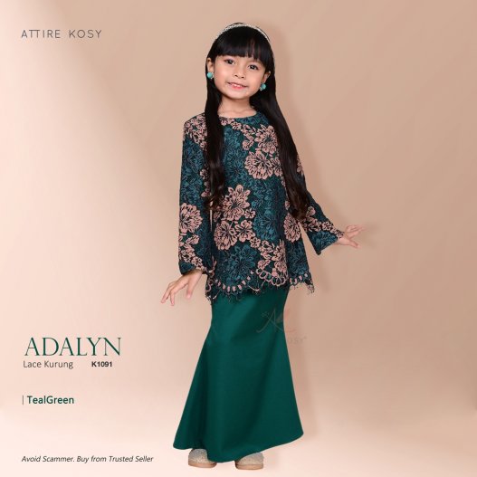 Adalyn Lace Kurung K1091 (TealGreen) 