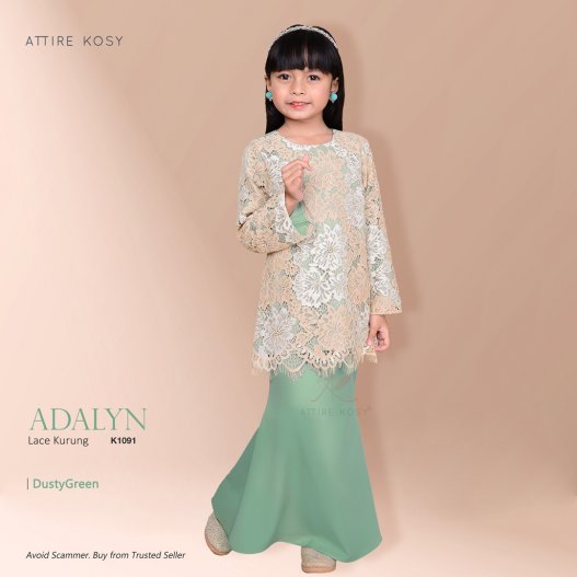 Adalyn Lace Kurung K1091 (DustyGreen) 