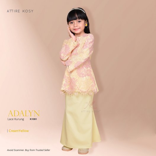 Adalyn Lace Kurung K1091 (CreamYellow)