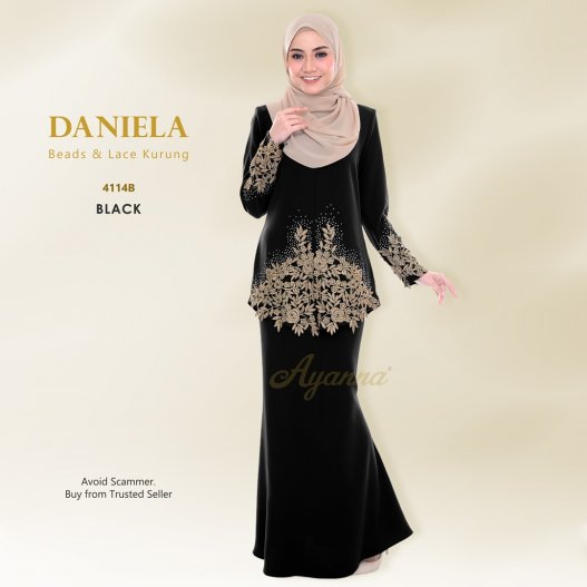 Daniela Beads & Lace Kurung 4114B (Black) 