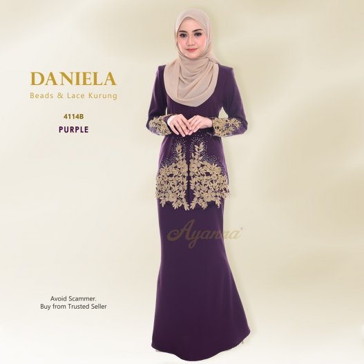 Daniela Beads & Lace Kurung 4114B (Purple) 