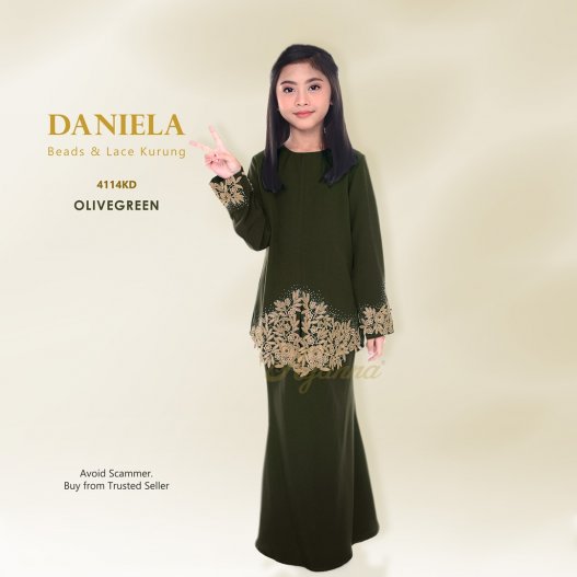 Daniela Beads & Lace Kurung 4114KD (OliveGreen) 