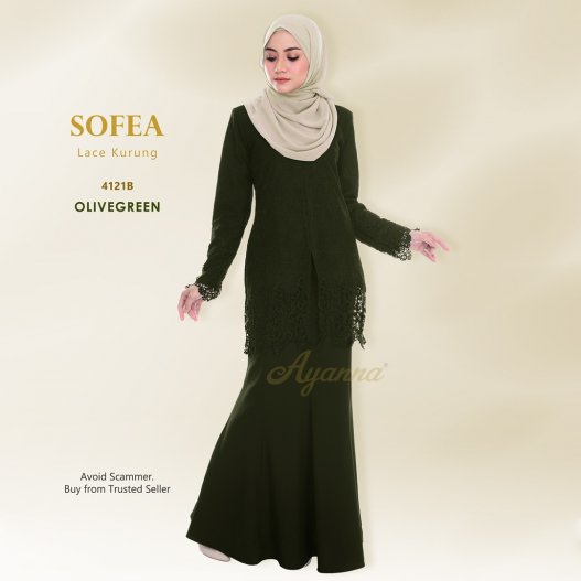 Sofea Lace Kurung 4121B (OliveGreen)