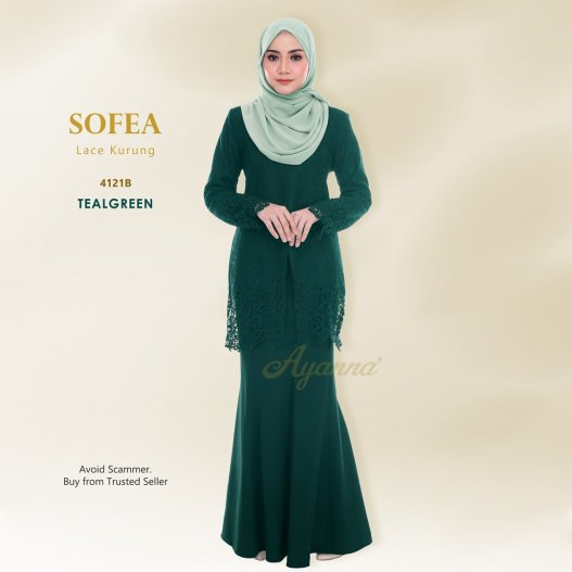 Sofea Lace Kurung 4121B (TealGreen) 