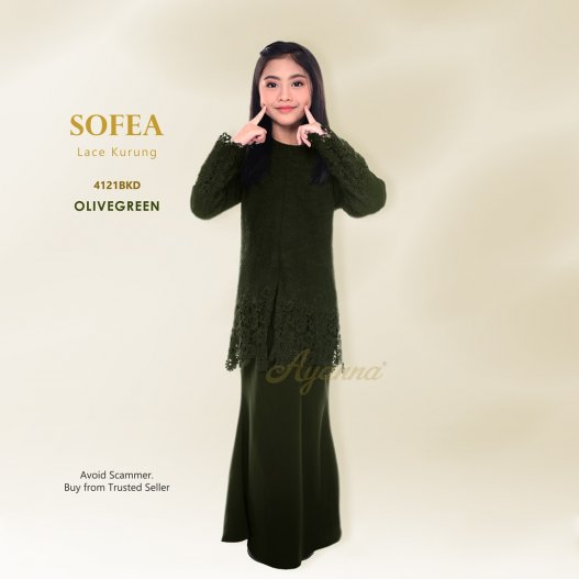 Sofea Lace Kurung 4121BKD (OliveGreen) 