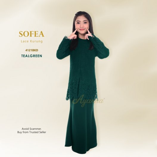 Sofea Lace Kurung 4121BKD (TealGreen) 