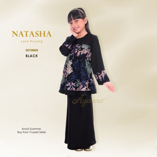 Natasha Lace Kurung 3872BKD (Black) 