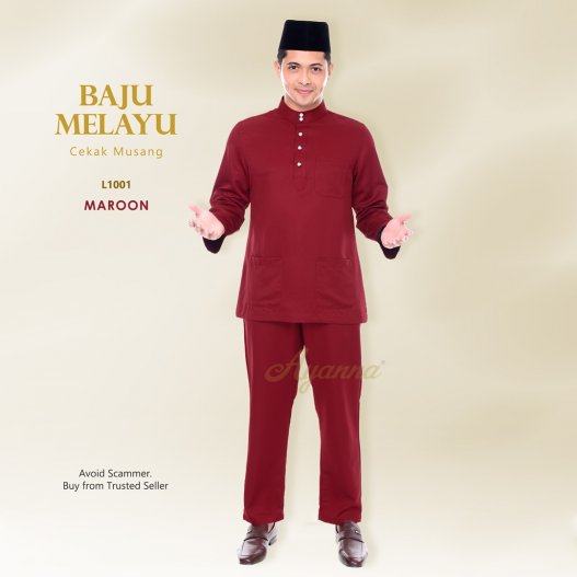 Baju Melayu Cekak Musang L1001 (Maroon) 