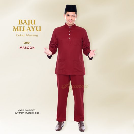 Baju Melayu Cekak Musang L1001 (Maroon)