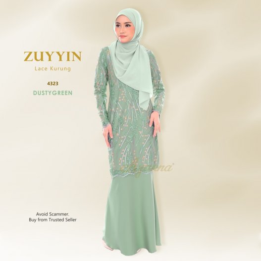 Zuyyin Lace Kurung 4323 (DustyGreen) 