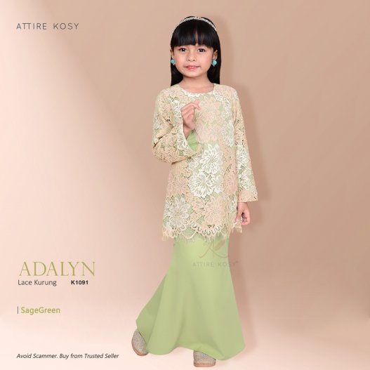 Adalyn Lace Kurung K1091 (SageGreen) 